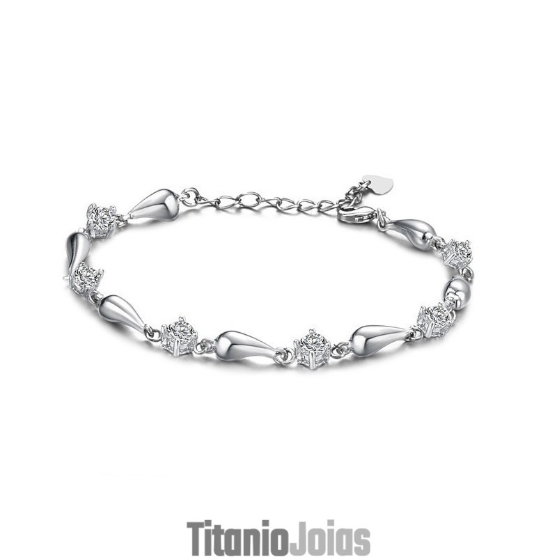 Pulseira Feminina De Titânio Com Banho De Platina E Diamante Com Qualidade E Quantidade Garantidas Pulseira Feminina De Titânio Com Banho De Platina E Diamante Com Qualidade E Quantidade Garantidas