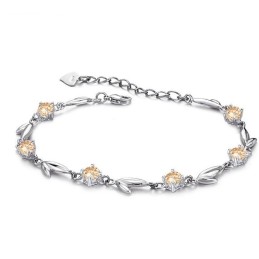 Pulseira Feminina De Titânio Com Banho De Platina E Diamantes Completa Em Especificações