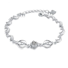 Pulseira De Titânio Com Revestimento De Platina E Diamante Em Formato De Golfinho Feminino De Qualidade Confiável