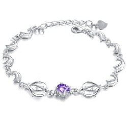 Pulseira De Titânio Com Revestimento De Platina E Diamante Em Formato De Golfinho Feminino De Qualidade Confiável