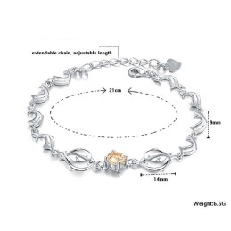 Pulseira De Titânio Com Revestimento De Platina E Diamante Em Formato De Golfinho Feminino De Qualidade Confiável