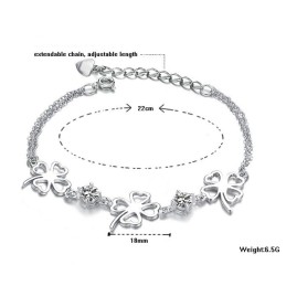 Pulseira De Titânio Com Revestimento De Platina E Formato De Trevo Feminino De Alta Qualidade Com Diamante