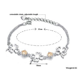 Pulseira De Titânio Com Revestimento De Platina E Formato De Trevo Feminino De Alta Qualidade Com Diamante
