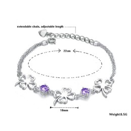 Pulseira De Titânio Com Revestimento De Platina E Formato De Trevo Feminino De Alta Qualidade Com Diamante
