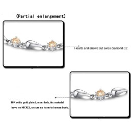 Pulseira Feminina De Titânio Com Revestimento Em Platina E Gota D'Água De Excelente Qualidade Com Diamante