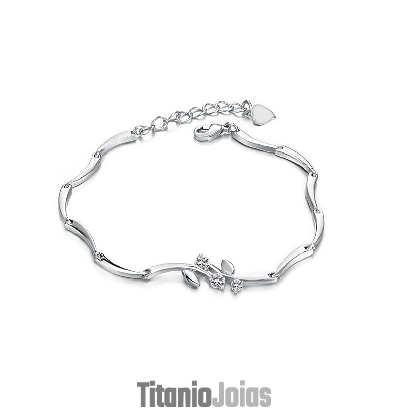 Pulseira Feminina De Titânio Com Banho De Platina E Diamante Com Qualidade E Quantidade Garantidas Pulseira Feminina De Titânio Com Banho De Platina E Diamante Com Qualidade E Quantidade Garantidas