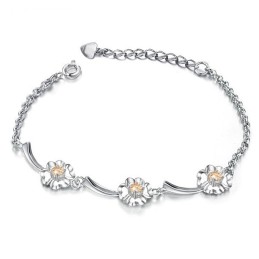 Pulseira De Titânio Com Revestimento De Platina Em Formato De Trevo Feminino, Durável Em Uso