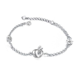 Pulseira Feminina De Titânio Com Revestimento Em Platina E Formato De Maçã Com Diamantes