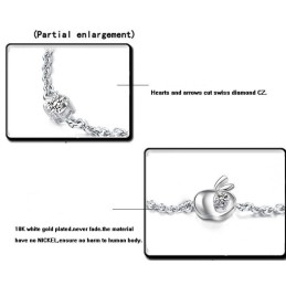 Pulseira Feminina De Titânio Com Revestimento Em Platina E Formato De Maçã Com Diamantes