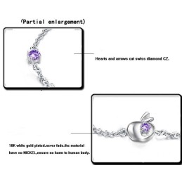 Pulseira Feminina De Titânio Com Revestimento Em Platina E Formato De Maçã Com Diamantes