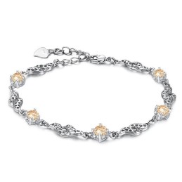 Pulseira Feminina De Alta Qualidade Com Revestimento De Platina Oca E Titânio Com Diamante