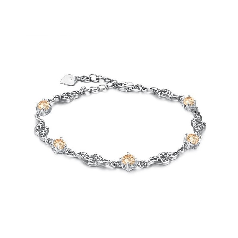 Pulseira Feminina De Alta Qualidade Com Revestimento De Platina Oca E Titânio Com Diamante Pulseira Feminina De Alta Qualidade Com Revestimento De Platina Oca E Titânio Com Diamante