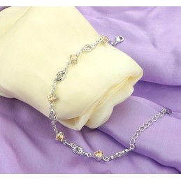 Pulseira Feminina De Alta Qualidade Com Revestimento De Platina Oca E Titânio Com Diamante