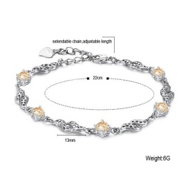 Pulseira Feminina De Alta Qualidade Com Revestimento De Platina Oca E Titânio Com Diamante