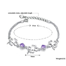 Pulseira De Titânio Banhada A Platina Em Formato De Trevo Feminino De Excelente Qualidade
