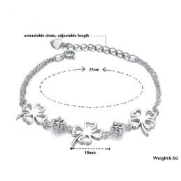 Pulseira De Titânio Banhada A Platina Em Formato De Trevo Feminino De Excelente Qualidade