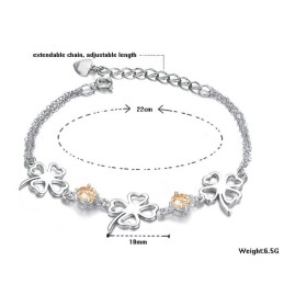Pulseira De Titânio Banhada A Platina Em Formato De Trevo Feminino De Excelente Qualidade