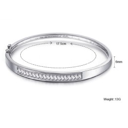 Pulseira De Titânio Com Revestimento De Platina Antialérgica Feminina De Qualidade Confiável E Com Diamante
