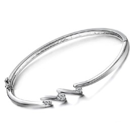 Pulseira Feminina De Titânio Com Banho De Platina E Strass, Qualidade E Quantidade Garantidas, Antialérgica