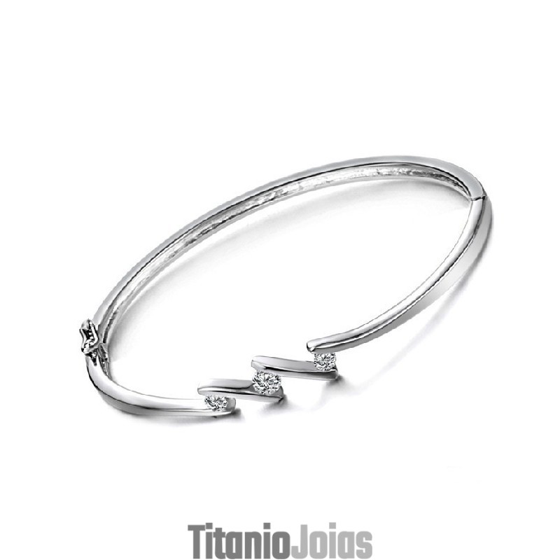 Pulseira Feminina De Titânio Com Banho De Platina E Strass, Qualidade E Quantidade Garantidas, Antialérgica Pulseira Feminina De Titânio Com Banho De Platina E Strass, Qualidade E Quantidade Garantidas, Antialérgica