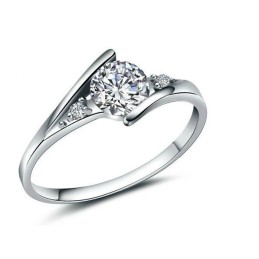 Anel De Titânio Com Revestimento De Platina Feminino Durável E Strass