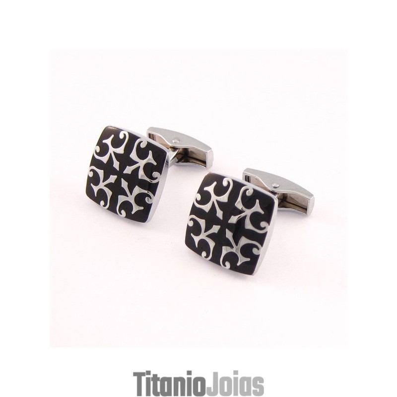 Abotoaduras De Espada Banhadas A Titânio E Ip Preto