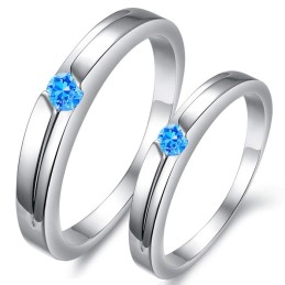 Anel De Titânio Com Revestimento De Platina Azul De Excelente Qualidade Para Amantes Com Strass