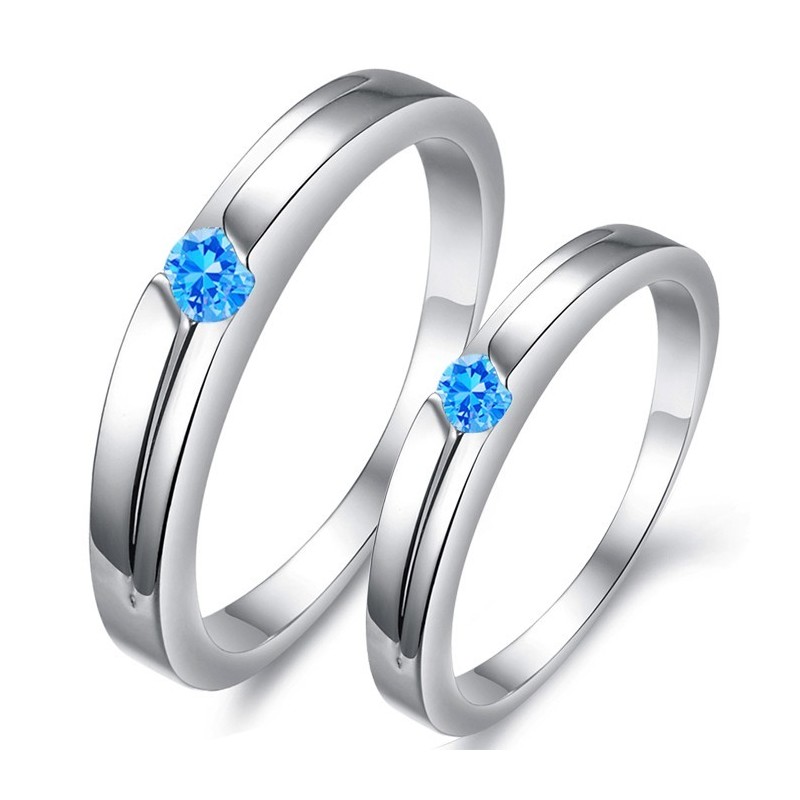 Anel De Titânio Com Revestimento De Platina Azul De Excelente Qualidade Para Amantes Com Strass Anel De Titânio Com Revestimento De Platina Azul De Excelente Qualidade Para Amantes Com Strass