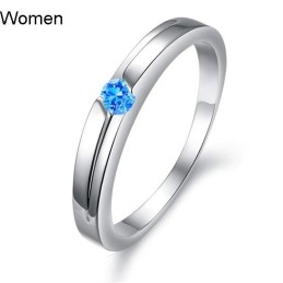 Anel De Titânio Com Revestimento De Platina Azul De Excelente Qualidade Para Amantes Com Strass
