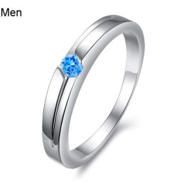 Anel De Titânio Com Revestimento De Platina Azul De Excelente Qualidade Para Amantes Com Strass