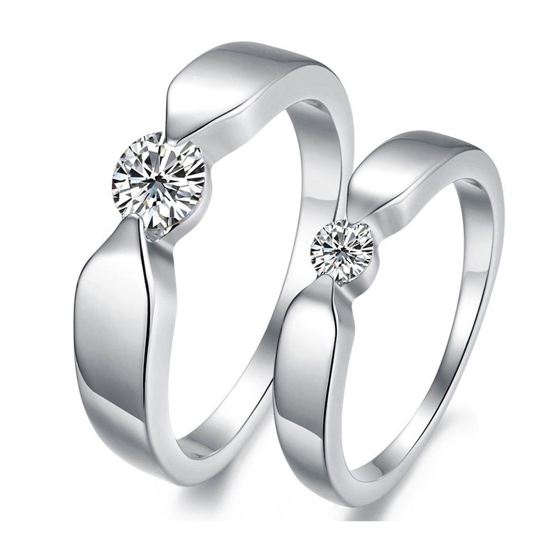 Anel De Titânio Com Revestimento De Platina De Alta Qualidade Para Amantes Com Strass
