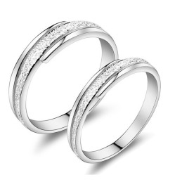Anel De Titânio Com Revestimento De Platina E Fio De Pérola Para Amantes