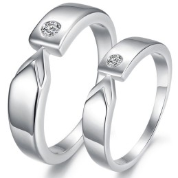 Anel De Titânio Com Revestimento De Platina De Alta Qualidade Para Amantes Com Strass