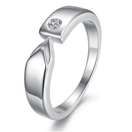 Anel De Titânio Com Revestimento De Platina De Alta Qualidade Para Amantes Com Strass