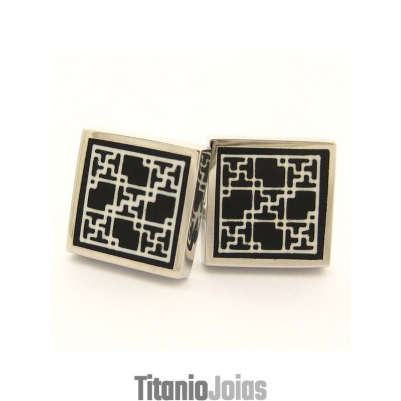 Abotoaduras Quadradas Banhadas A Titânio E Ip Preto Abotoaduras Quadradas Banhadas A Titânio E Ip Preto