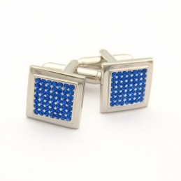 Abotoaduras Quadradas De Titânio Com Diamantes Azuis