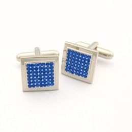 Abotoaduras Quadradas De Titânio Com Diamantes Azuis
