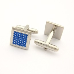 Abotoaduras Quadradas De Titânio Com Diamantes Azuis