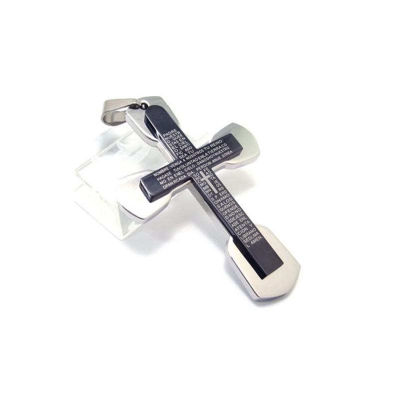 Pingente De Cruz Bíblica De Titânio Preto Masculino Da Moda - Corrente Grátis Pingente De Cruz Bíblica De Titânio Preto Masculino Da Moda - Corrente Grátis