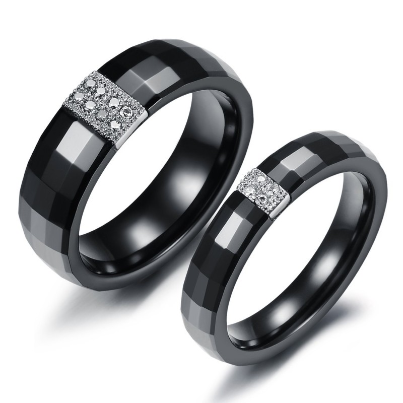 Anel De Cerâmica De Tungstênio Com Losango Fácil De Usar Para Amantes Anel De Cerâmica De Tungstênio Com Losango Fácil De Usar Para Amantes