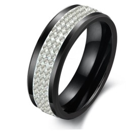Anel De Cerâmica De Tungstênio Preto De Excelente Qualidade Com Strass