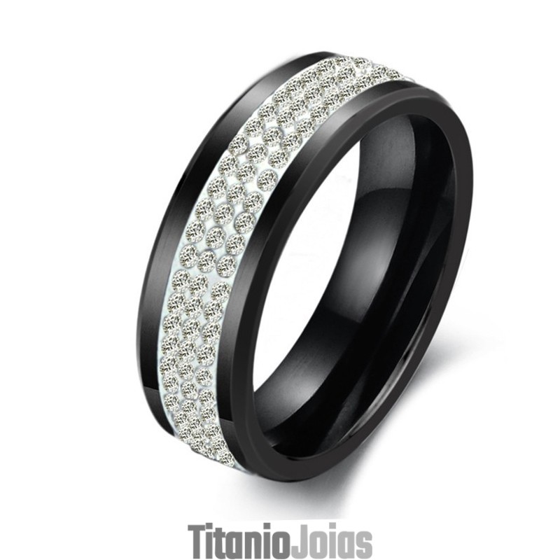Anel De Cerâmica De Tungstênio Preto De Excelente Qualidade Com Strass Anel De Cerâmica De Tungstênio Preto De Excelente Qualidade Com Strass