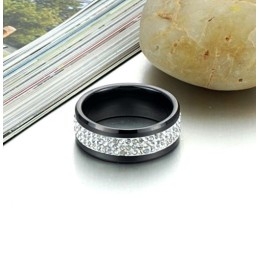 Anel De Cerâmica De Tungstênio Preto De Excelente Qualidade Com Strass