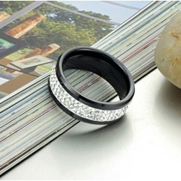Anel De Cerâmica De Tungstênio Preto De Excelente Qualidade Com Strass