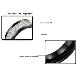 Anel De Cerâmica De Tungstênio Preto De Excelente Qualidade Com Strass