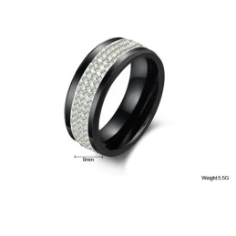 Anel De Cerâmica De Tungstênio Preto De Excelente Qualidade Com Strass