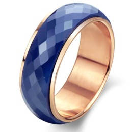 Anel De Cerâmica De Tungstênio Azul Completo Em Especificações