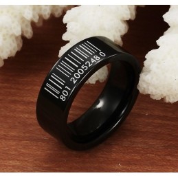 Anel De Cerâmica De Tungstênio Com Código De Barras Preto De Renome Mundial