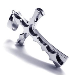 Pingente De Cruz De Titânio Ondulado Da Moda - Free Chian