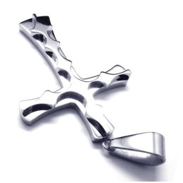 Pingente De Cruz De Titânio Ondulado Da Moda - Free Chian